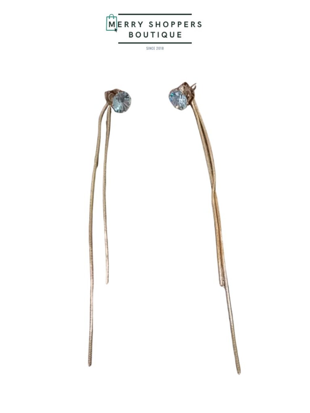 Crystal Gold Chain Dangle Earrings